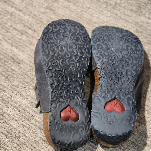 Think! Dark Blue Leather Sandals with Artistic Buckle - Picture 4 of 6